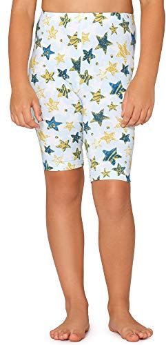Merry Style Mädchen Kurze Leggings MS10-406(Weiß/Blau Gold Sterne,134)