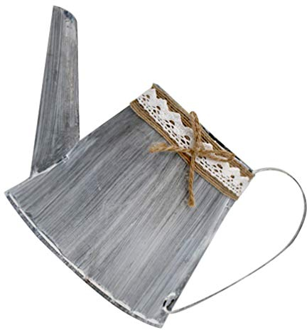 BESPORTBLE Gießkanne Metall Franz?sisch Vintage Rustikale Metall Wandtasche Pflanzer Flache Eimer Metall Blumenvase mit Griff H? Wandvase Tasche Verzinkt Gie? Grau Geformt