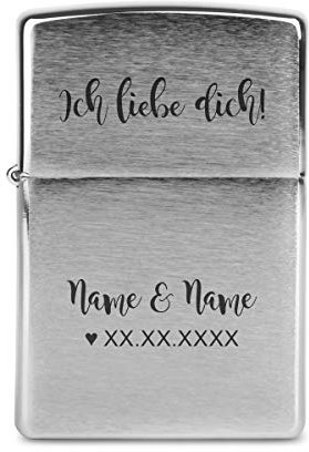 Zippo Sturmfeuerzeug Original Chrom Gebürstet individuelle Gravur - Ich liebe dich
