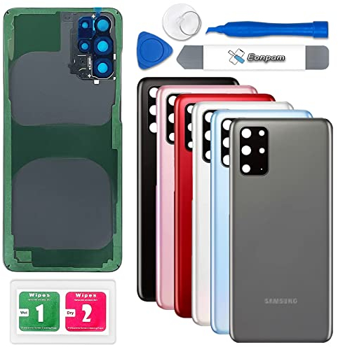 Eonpam Akkudeckel für Samsung Galaxy S20+ Plus G985, G986 Rückseite Glas Backcover Ersatz Reparatur Set mit Kameraglas (Grau)