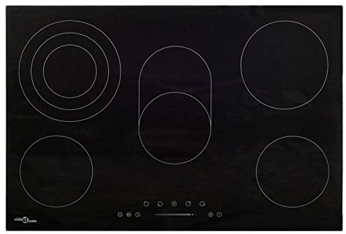 Tidyard Glaskeramik-Kochfeld mit 5 Zonen Touch-Bedienfeld Touch-Bedienfeld Glaskeramik Elektro Kochfeld Kochplatte 90 cm 8500W