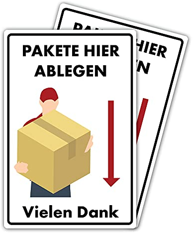 2 Stück Hier Paket ablegen/abladen Schild 20 x 30 cm Abladestelle Kennzeichnung aus stabiler PVC Hartschaumplatte 3mm mit UV-Schutz von STROBO