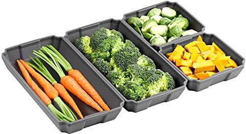 Silicone Sheet Pan Set, XOMOO 4PCS Nonstick Silicone Dividers for Baking Trays, Baking Pan Dividers with Ribbed Bottom, Baking Cooking Accessories for Oven Dinner Prep, Dishwasher Safe Air Fryer Safe