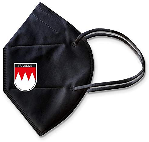 Mundmaske Maske in Schwarz Deutsche Herstellung incl. Motivwappen - Franken