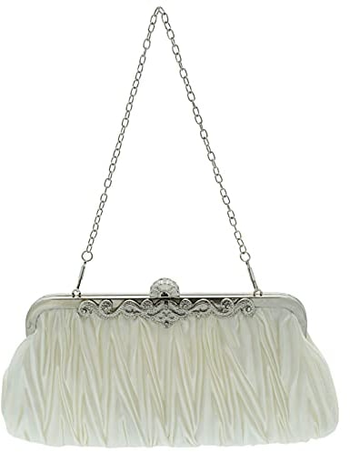 Ro Rox Lottie Retro Plissee Handtasche mit Antikem Verschluss - Nicht-gerade weiss