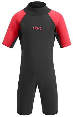 Urban Beach Sharptooth Kids Short Length Wetsuit Traje de Neopreno Corto para niños, Juventud Unisex, Rojo, 9-10 años