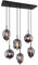 6-flammige Rauchglas Balkenpendelleuchte BLACKY, Metall schwarz matt