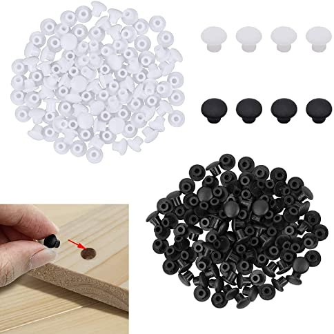 Gqavril12 PP-kunststoff Bohrloch 200 Stück Stopfen Kunststoff Kappen Zum Eindrücken Abdeck Topfbohrung Abdeck Eindrücken Weiß Stopfen Kappen Schwarz Kunststoff Schrauben Kappen Möbel-abdeckkappen 5mm