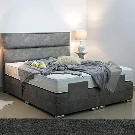 PAARA Boxspringbett Monaco II GM | 10.000 Newton Motorleistung | Antirutsch-Matten | Royal-WS® Taschenfederkern Matratze mit GELAX® Topper Kern | Made in Germany (90 x 190 cm)