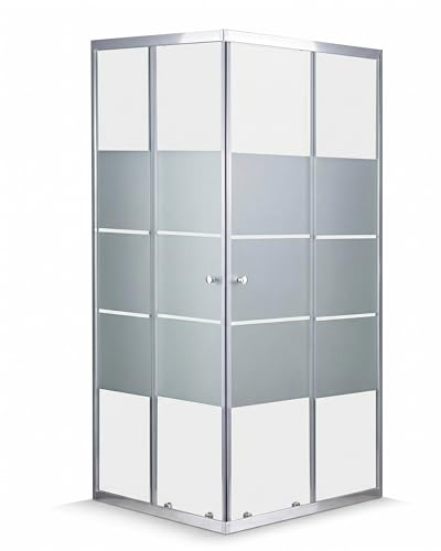 DocciaSì® - Box doccia angolare 70x100 cm due ante scorrevoli vetro pattern 6 mm profilo cromo lucido misura reale 68 69 x 98 99 x 190h cm