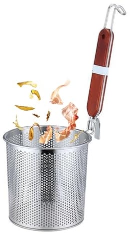 Cestelli Divisori per Pasta, Colino per Pasta in Acciaio Inox Filtro per Alimenti a Forma di Ragno a Rete, Manico in Legno per Risciacquare Pasta, Noodles, Frutta