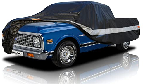 Holthly 10 Layers Truck Cover Waterproof All Weather. Pickup Truck Cover Rain UV Protection. Length: 206-215 inches, Universal Fit Most Regular Cab Short Box Ford F100 Chevy C10 S10 Ram 150 250.