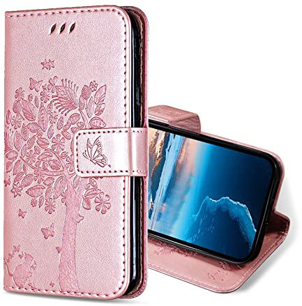 KANVOOS Cover per iPhone SE 2020 / SE 2022/8 / 7, Cover a Libro Custodia in Pelle PU con Silicone TPU, Antiurto Flip Caso Portafoglio Cover per iPhone SE 2020 / SE 2022/8 / 7 (Oro Rosa)