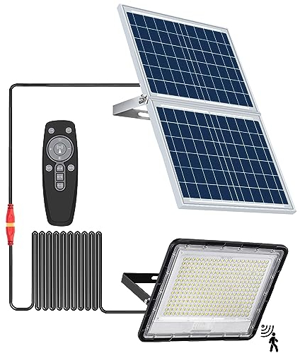 HYPOW 600W Réverbère Lampadaire Solaire Extérieur avec Télécommande, Lampe Solaire Exterieur Puissante Étanches IP65, 12000lm Exterieur Spot Solaire Puissante pour Rue, Cour et Parking