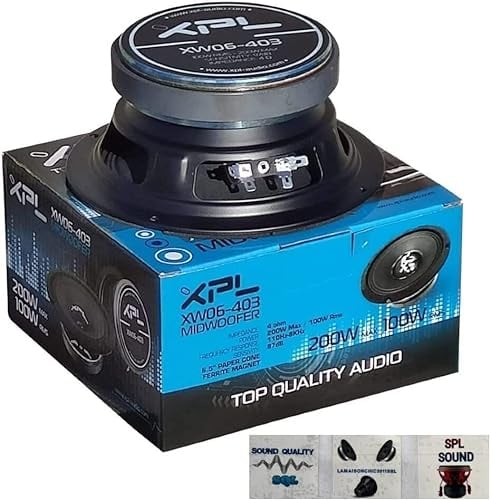 1 XPL XW06-403 midwoofer da 16,5 cm 165 mm 6,5 di diametro 100 watt rms 200 watt max impedenza 4 ohm sensibilità 97 db spl, 1 pezzo + 3 sticker omaggio