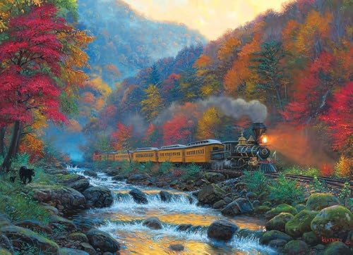 Cobble Hill 1000 Teile Puzzle - Smoky Train - Probeposter enthalten