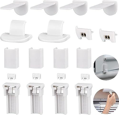 Plissee Ersatzteile klemmträger 4er Set mit 2 Stück 2mm Stopfen, Ancable Halterung, Montage ohne Bohren geeignet für Plissees mit Vier Zugbändern, Blumenmotiv Ranke