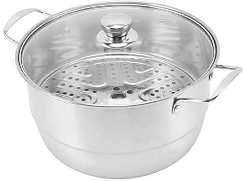 Olla De Vapor De Acero Inoxidable Para Cocinar, Olla De Vapor De 28 Cm, Vaporera De Pescado Con Tapa De Vidrio, Sartén Para Cocer, Olla Al Vapor, Utensilios De Cocina, Vaporera Para Verduras(2 Tier)