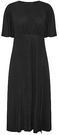 M&Co Womens Angel Sleeve Split Hem Midi Dress - Women's Black