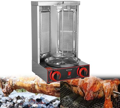 DPLXFPP Barbecue Grill Gaz Professionnel Four À Rôtissoire Vertical, Comptoir Kebab Cuisinière Rotative Rotative Machine De Cuisson, Appareils Ménagers en Acier Inoxydable,Silver-M