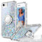 Unlicaku for iPhone SE 2022/2020/8/7 Case - Holographic Sparkle Glitter Cute Diamond Ring Protective Phone Case, Clear Silver