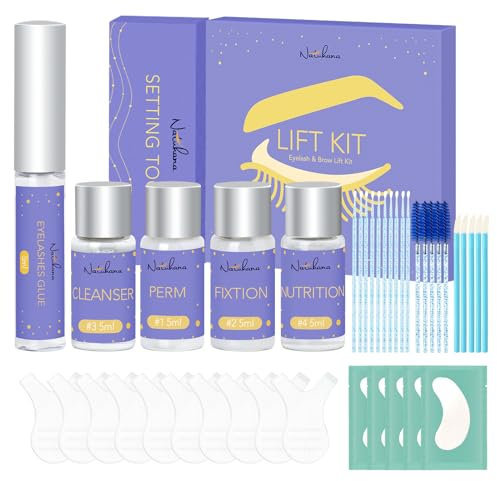 Natuhana Kit Rehaussement de Cils et Brow Lift,2025 Mise à Jour Semi-Permanent Curling Perming Lash Lift, Idéal pour les Salon et à La Maison