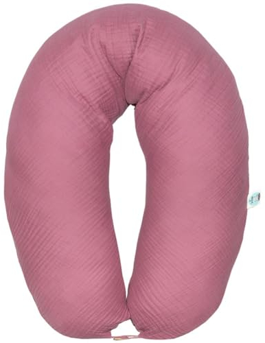 sei Design Stillkissen XXL Musselin Bezug 190x30 Stillkissenbezug 100% Bio-Baumwolle Schwangerschaftskissen Seitenschläferkissen Komfortkissen Erwachsene Baby Kissen EPS-Mikroperlen Musselin Bärchen