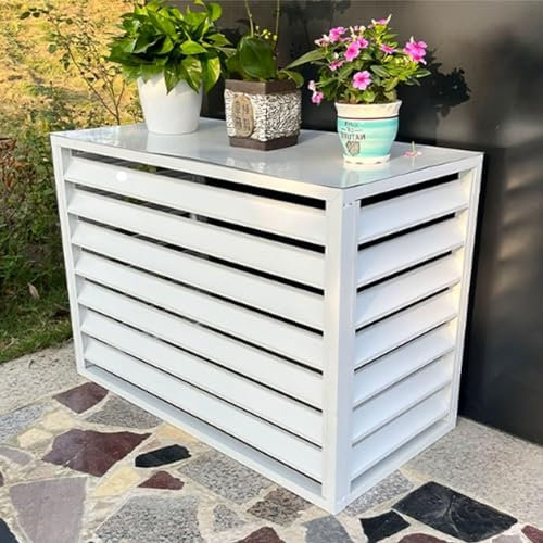 Air Conditioning Cover, Air Conditioning Split Device, Protective Grille for Air Conditioning Systems, Outdoor Sun Protection Cover, Air Conditioning Device Protective Grille,White-2-3p-FlatRoof