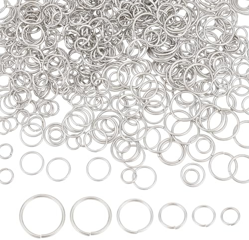 UNICRAFTALE 500 Stück 6 Größen Offene Biegeringe Aus Edelstahl 8~16 mm Runde Ringe Biegeringe Für Die Schmuckherstellung DIY Handwerk Ohrring Armband Anhänger Halsband Herstellung von Beschlägen