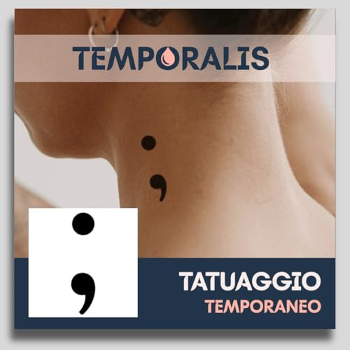 Fake Tattoo Semikolon – Temporalis® | Temporäre Tattoos für Erwachsene – EU-zertifizierte Kosmetik, vegan & wasserfest – Hält 1 bis 2 Wochen [ Semikolon ]