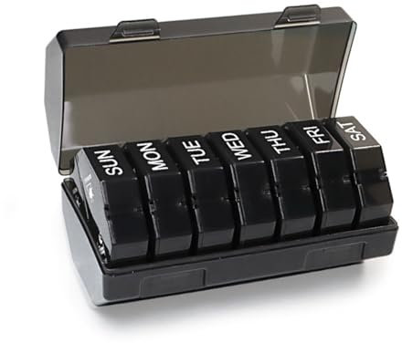 Cozensyson Tablettenbox 7 Tage 4 Fächer, Medikamentenbox 7 Tage Morgens Mittags Abends Nachts, Tragbare Pillendose 7 Tage mit 28 Große Fächer für Unterwegs zu Halten Vitamine Tägliche Pillen