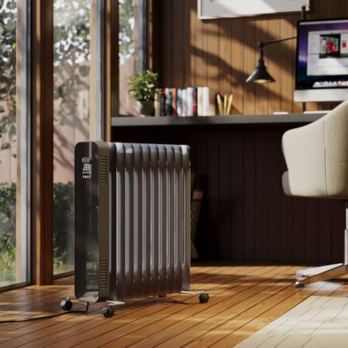 ECOSO Kylo 2500W Anthracite UK Plug WiFi Oil Filled Smart Electric Radiator - 595mm x 240mm