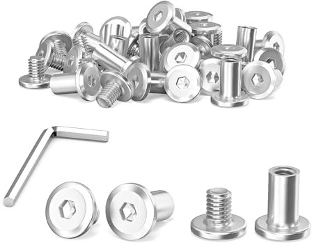 Dayalo 10 Stück M5 x 10mm Verbindungsschrauben, Möbelschrauben, Schrankverbinder, Hülsenschrauben, Edelstahl A2 V2A, mit Sechskantschlüssel für Möbeln, Schränken, Holzbret