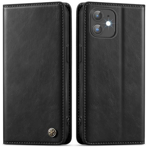 GUCASBE Handyhülle für iPhone 11 Hülle Premium PU Lederhülle Wallet Flip Case mit Magnet Kartenfach Standfunktion RFID Schutzhülle Klapphülle für iPhone 11, Schwarz