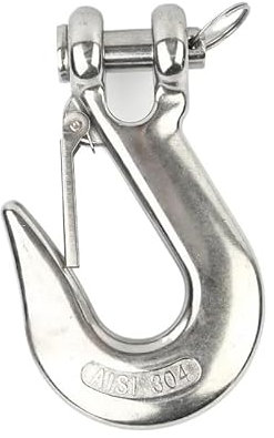Edelstahl-Lasthaken Heavy Duty 304 Edelstahl Marine Grade Kran Gabelkopf Haken Hebe Kette Hoist Jaw Swivel Fracht Haken Lasthaken Mit Sicherung(0.7T)