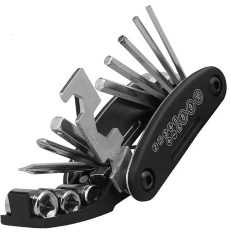 VNSMM Bike Tool Kit Bike Repair Kit Bike Repair Tool Kits 16 In 1 Bicycle Multitool With Bike Tire Levers Hex Spoke Wrench Folding Metric Repair Tool Set