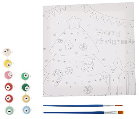 VICASKY 1 caja de dibujo digital decoración del árbol de Navidad fabricación decoraciones de fiesta kits juguetes niños juguetes Navidad pintura digital pintura al óleo hecha a mano de madera