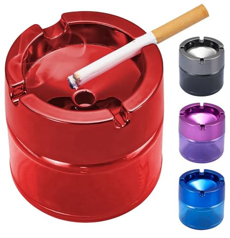 Murago - Aschenbecher Glas mit Schraubdeckel ca.8,5x8,8cm - Rot - außen schwer Glasaschenbecher Ascher Rund Tischascher für draußen Glasaschenbecher Tischaschenbecher Gastronomie Deckel modern