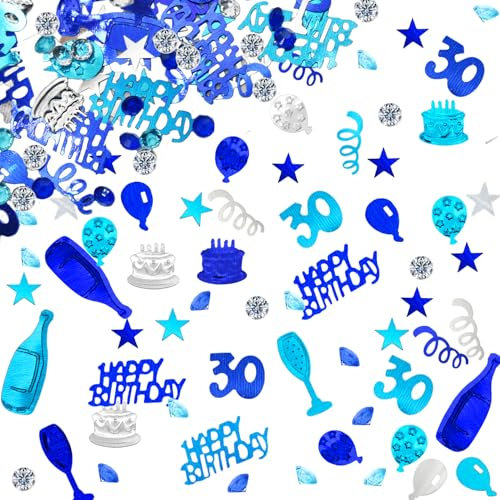 30 Konfetti Deko Geburtstag 30 Geburtstag dekoration Confetti 30. Streudeko Blau Silber Frauen Männer