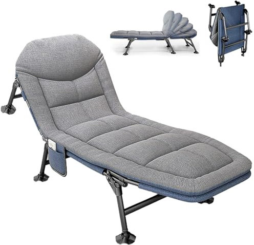 TerraVibe Sonnenliege Klappbar mit Verstellbarer Rückenlehne, Klappbare Gartenliege mit Auflage, Camping Liegestuhl, Liegestuhl Klappbar für Outdoor Reisen, Garten, Büro (1)