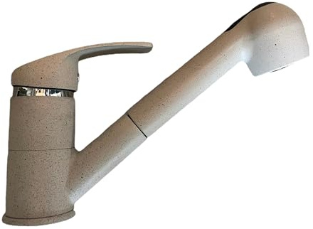 MISCELATORE CUCINA COLORE SABBIA/AVENA | RUBINETTO IN OTTONE CROMATO | CANNA GIREVOLE E DOCCIA ESTRAIBILE | DESIGN MODERNO E FUNZIONALE | INSTALLAZIONE FACILE