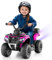 COSTWAY 6V Kids Electric Ride on ATV Car, Battery Powered Quad Bike with Horn, Music, Spray Function, LED Lights, Storage Basket, for 18 Months+ Old Boys Girls (Pink)