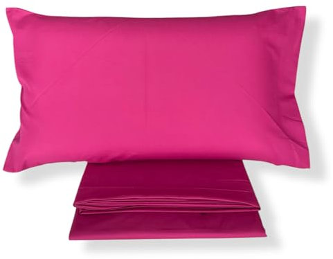 Malika Home Set Lenzuola Matrimoniale in Microfibra 4 Pezzi – Lenzuolo Sotto con Angoli 200x180 cm, Lenzuolo Sopra 285x240 cm, 2 Federe 52x82 cm – Made in Italy (Fucsia)