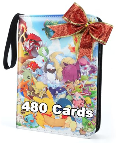 Sammelalbum für Pokemon Karten TCG, 480 Taschen Sammelkarten Album, Toploader Binder Wasserdicht PU Karten Halter Heft Ordner Buch, Sammelkartenalben Toploader-Sammelordner für Sammler (B-2026)