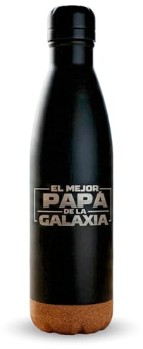 Botella de Agua Regalo para Padres, El Mejor Papá de la Galaxia Acero Inoxidable Sin BPA, Grabado a Laser, Doble Pared 520ml (Modelo 3)