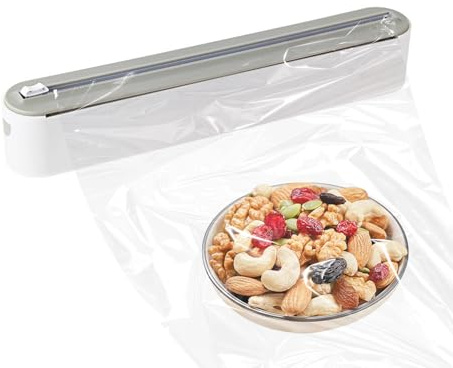 Frischhaltefolienspender Magnetisch Gleitschneider bis 30 cm ohne Bohren | Grau,passend für Rollen bis 4 cm Durchmesser,bidirektionaler Schnitt,für Frischhaltefolie und Alufolie,Küchenaufbewahrung