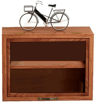 HELEVIA Mini-Figurenvitrine, Sammelvitrine aus Massivem Holz mit Klarem Fenster für Erinnerungsstücke und Wertgegenstände