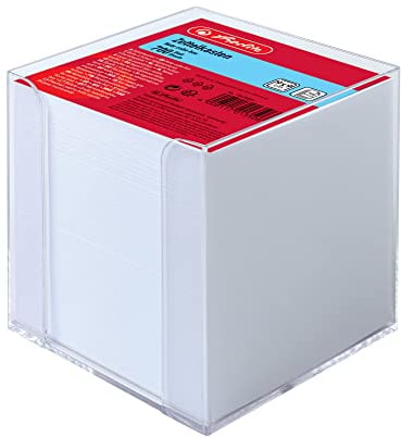 Herlitz befüllter Zettelkasten transparent, 9 x 9 x 9 cm, 700 Blatt, weiß