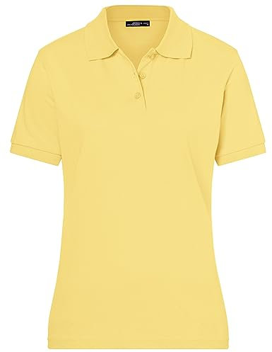James & Nicholson Damenpolo Classic - Piqué-Poloshirt mit gestrickten Bündchen | Farbe: Light-Yellow | Grösse: S