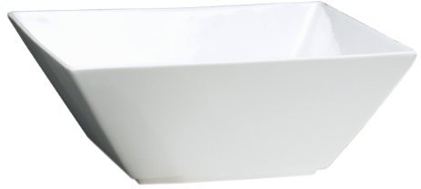 Fortessa Fortaluxe SuperWhite Vajilla de porcelana vitrificada, Plaza de 13 cm de profundidad, cuencos cuadrados, juego de 6